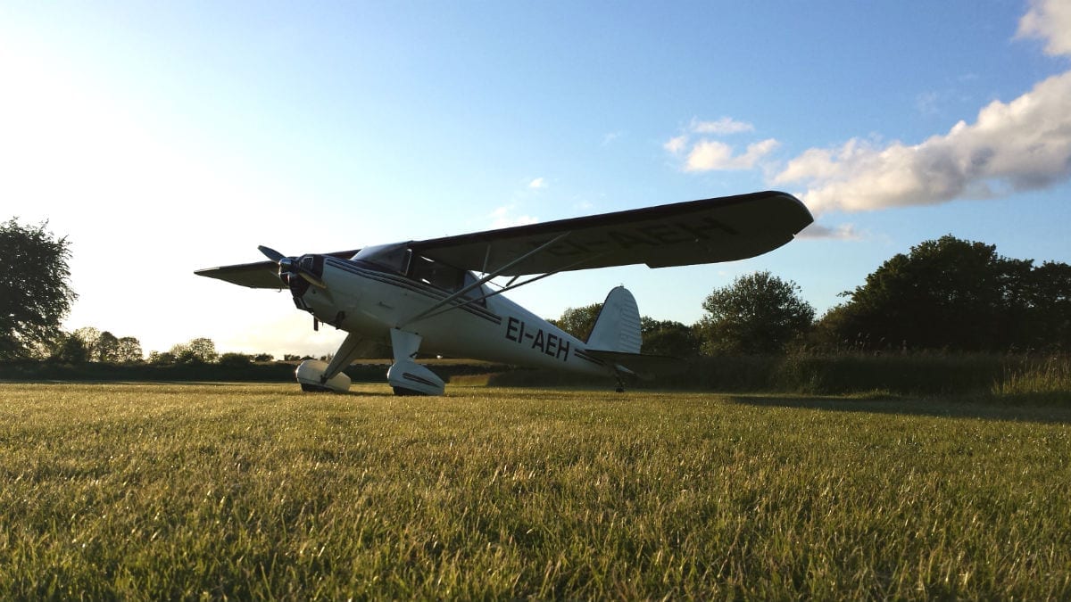 Luscombe parked on grass